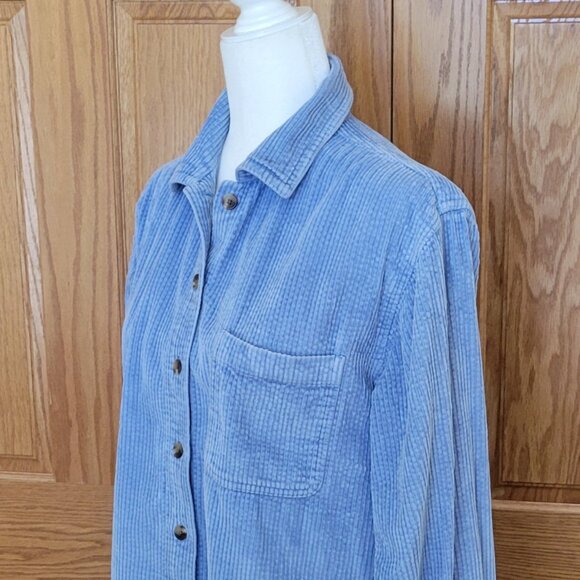 L.L.Bean Comfort Corduroy Shirt Jacket Shacket Cornflower Blue Size Medium - Picture 4 of 12